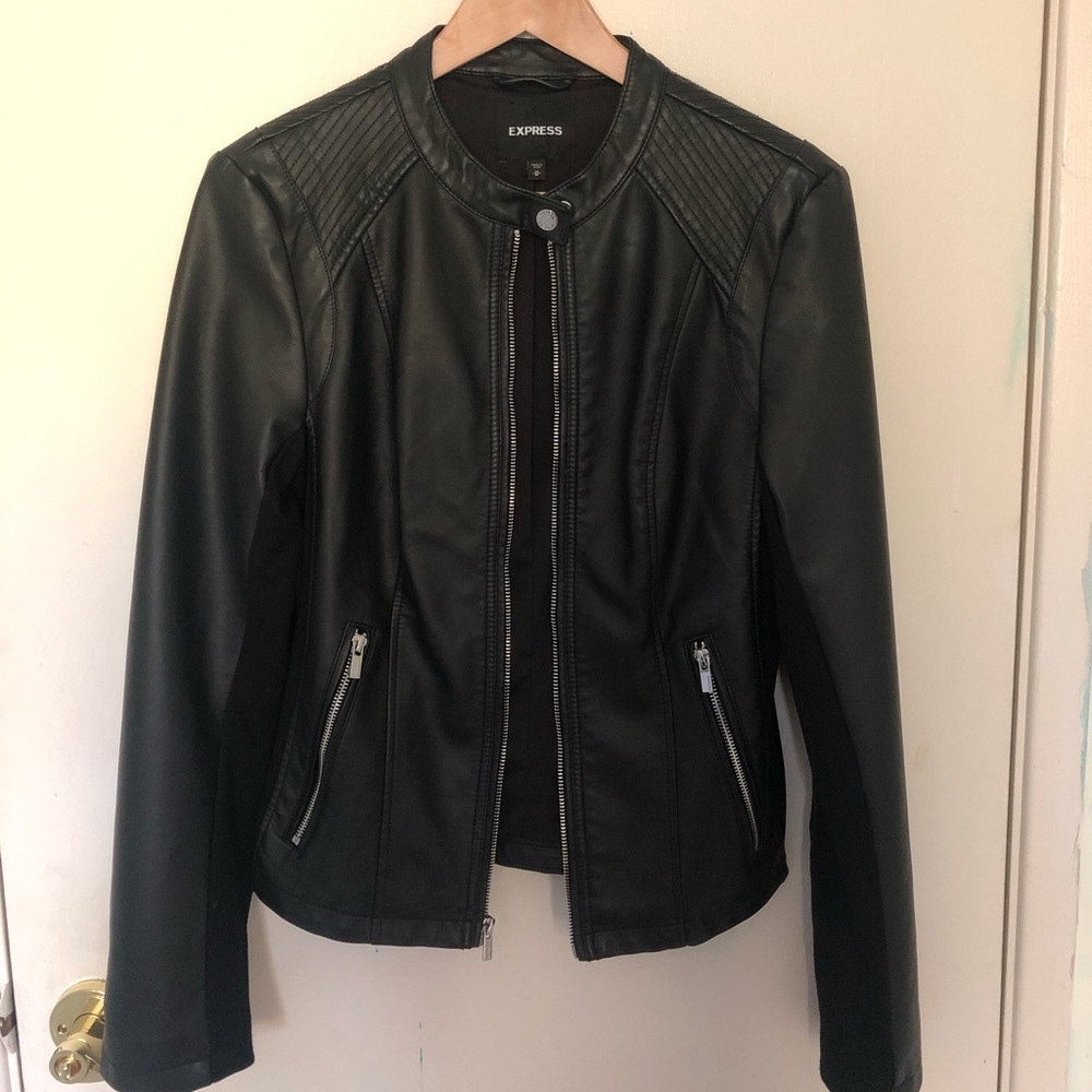 Vegan Leather Double Peplum Jacket